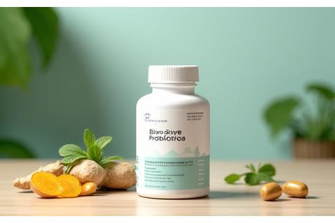 Bottle of high-potency probiotic capsules