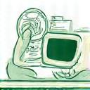 Illustration of hands setting up a new device, with gears and progress bar.